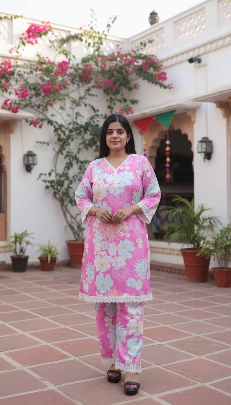 Aabha Blossom Pink Coord Set